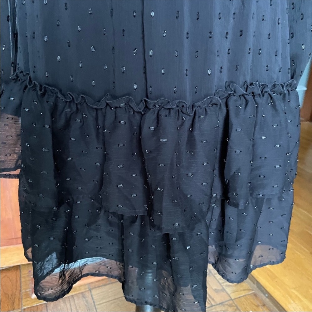 Express Smocked Waist Tiered Dress, Black, Size M - Picture 5 of 11